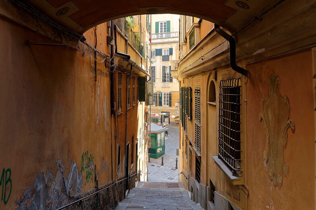 Italien, Ligurien, Genua, kleine Straßen des historischen Zentrums, Salita Dinegro