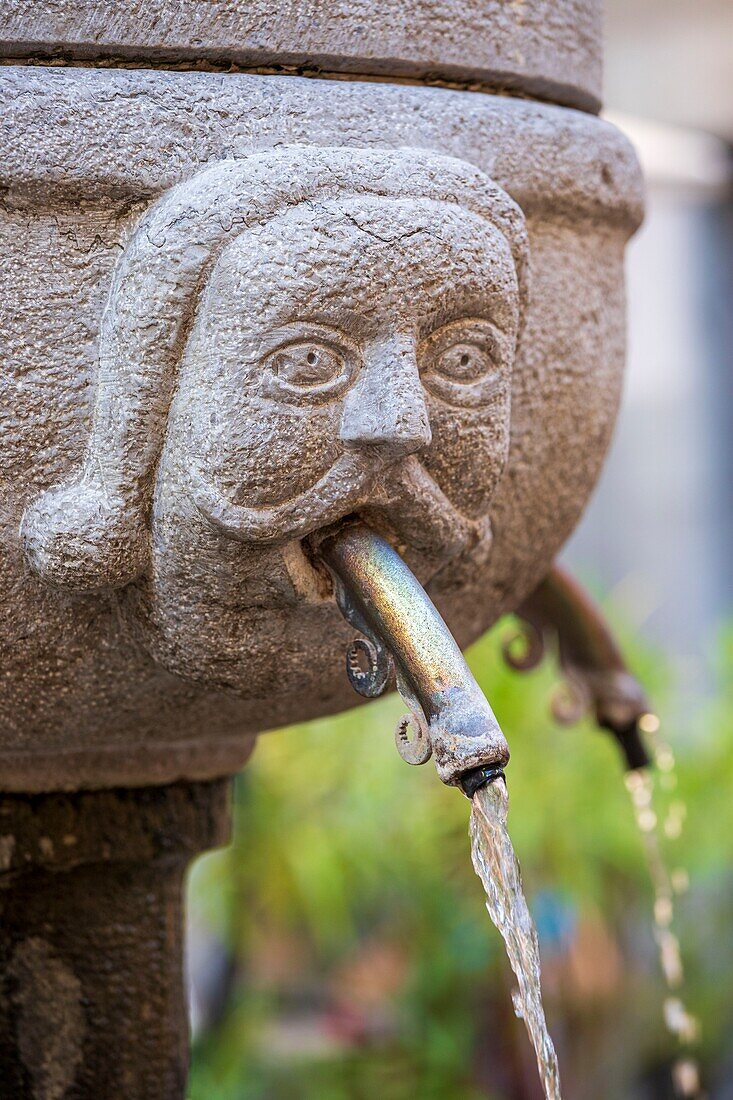 France, Alpes-de-Haute-Provence, Regional Natural Park of Verdon, Castellane, beak of the fountain of the woman with the watering can