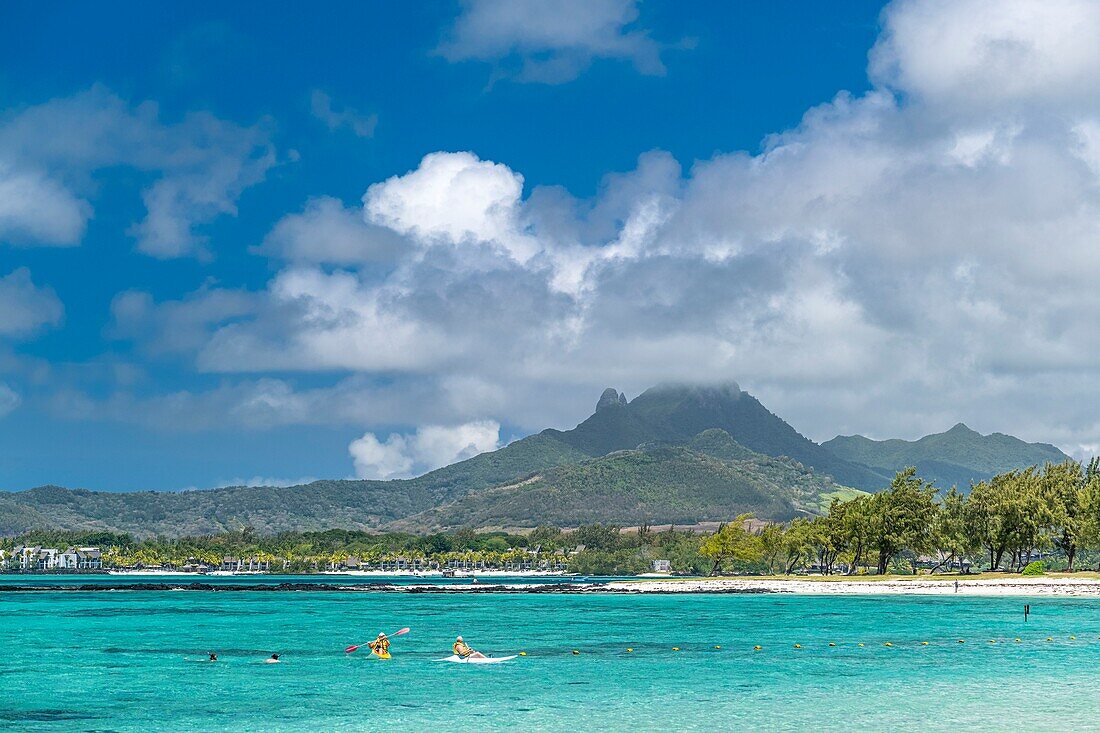 Mauritius, Flacq district, Quatre Cocos beach, Montagne Bambous in the background