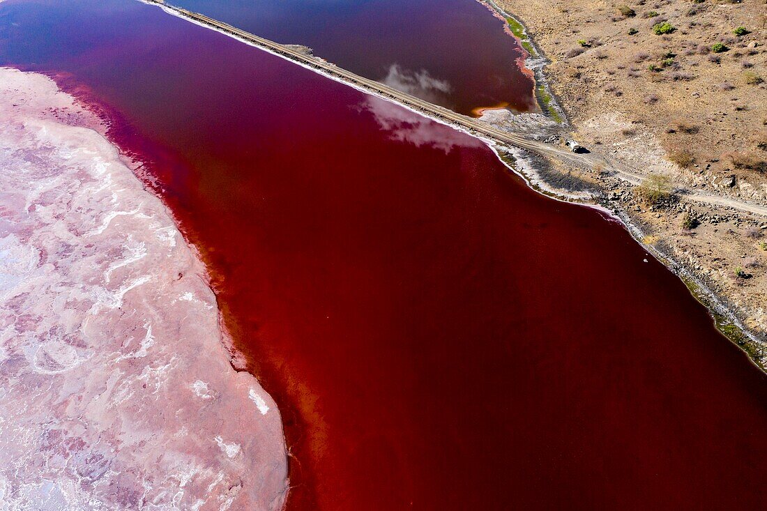 Kenya, lake Magadi, Rift valley, soda (aerial view)