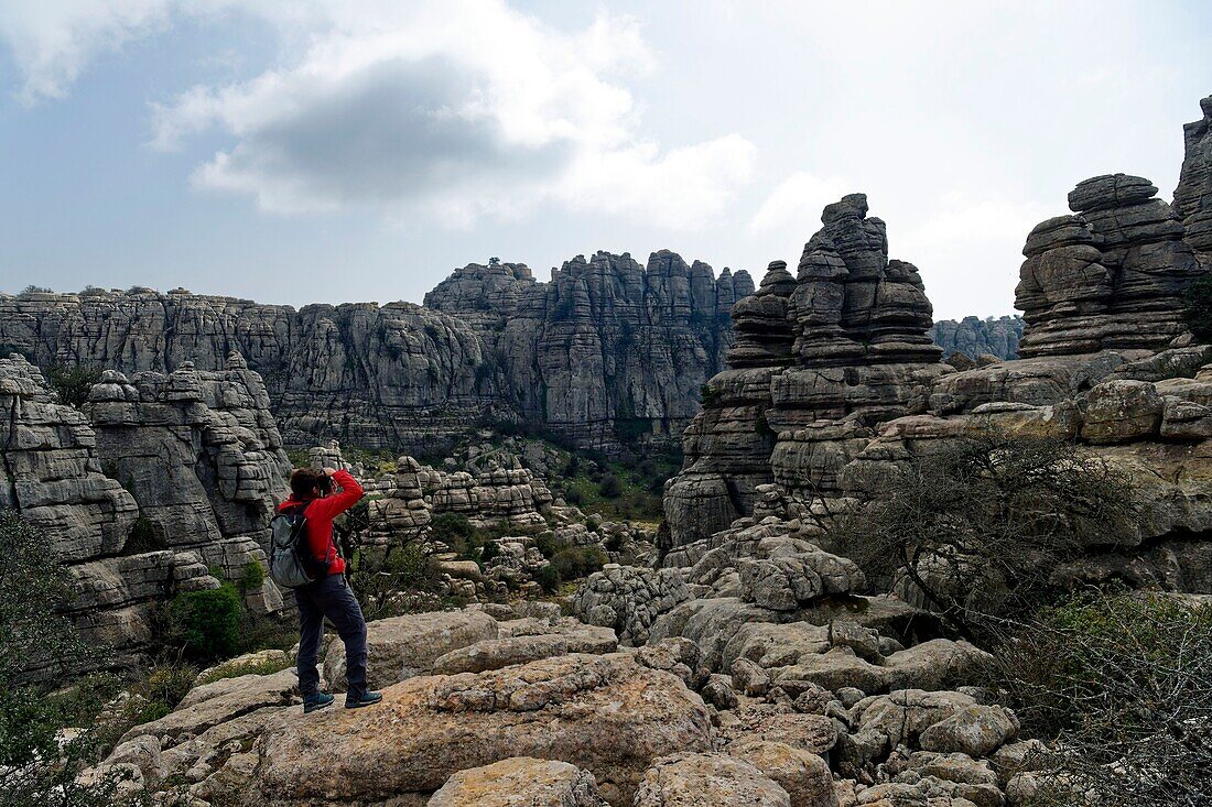 Spain, Andalusia, Costa del Sol, Malaga Province, Antequera, El Torcal natural reserve, rock formation listed as World Heritage by UNESCO