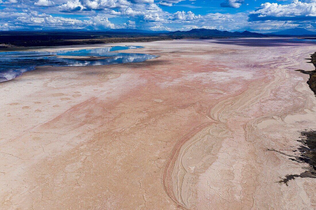 Kenya, lake Magadi, Rift valley, soda (aerial view)