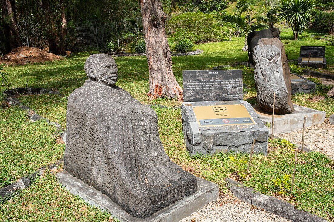 Mauritius, Riviere Noire district, international monument of the Slave Route at the foot of Morne Brabant