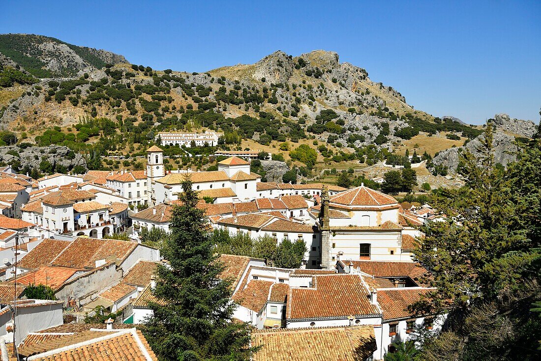 Spain, Andalusia, Province of Cadiz, Grazalema, Sierra de Grazalema Natural Parc, White village (Pueblos Blancos) on the White Villages road (Ruta de los Pueblos Blancos)