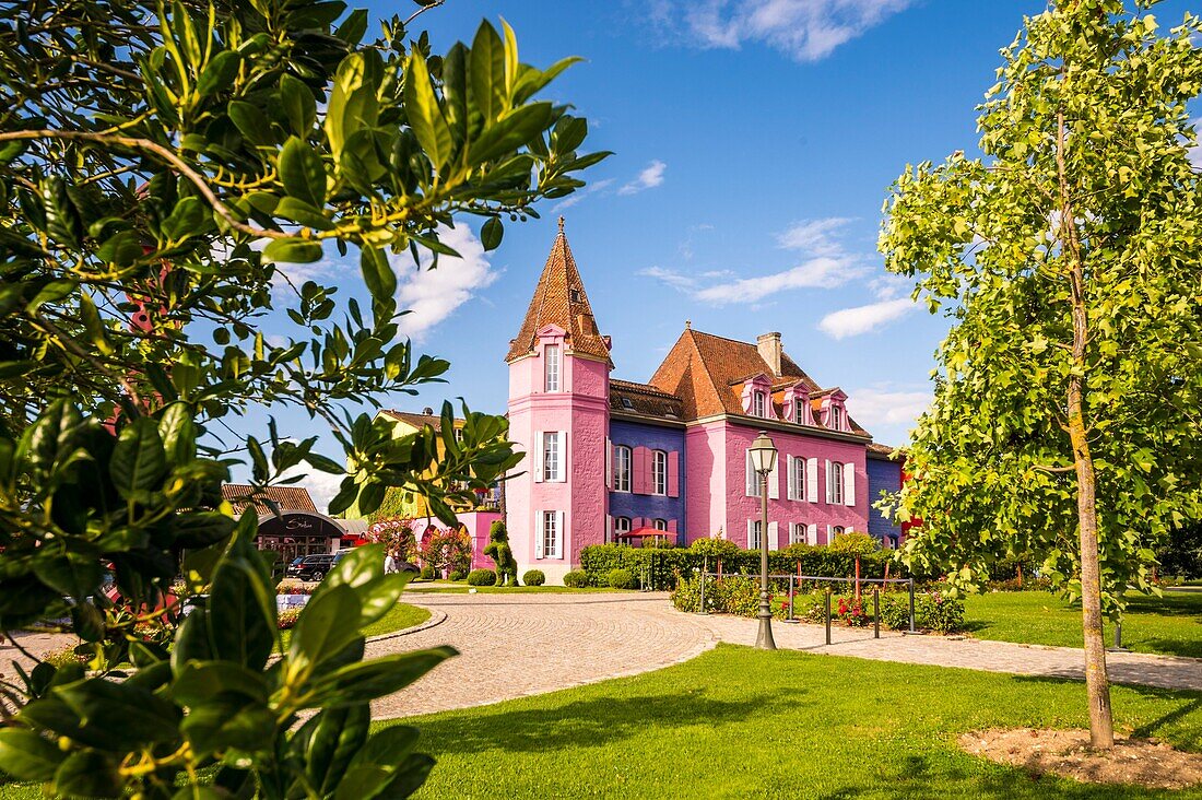 France, Lot et Garonne, Saint-Sylvestre-sur-Lot, Le Stelsia hotel, colorful