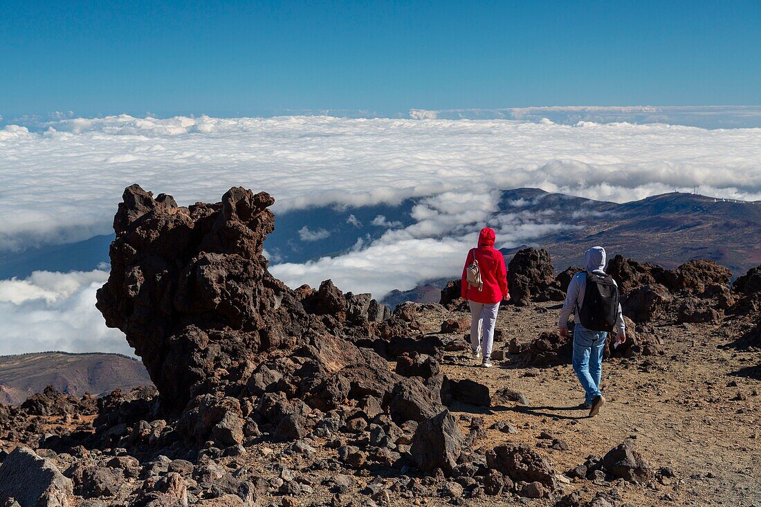 Spanien,Kanarische Inseln,Insel Teneriffa,Parque Nacional del Teide (Teide-Nationalpark),von der UNESCO zum Weltkulturerbe erklärt,der Gipfel des Vulkans Teide