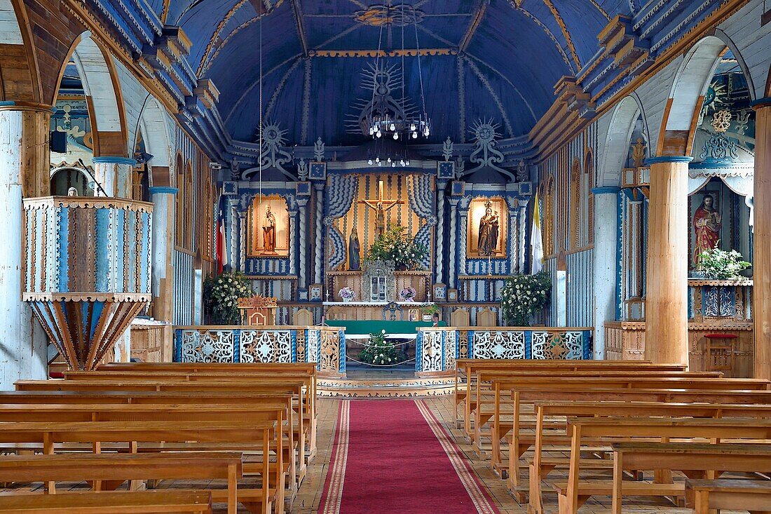 Chile,Region Los Lagos,Archipel von Chiloe,Insel Quinchao,Achao,Iglesia Santa Maria de Loreto (Kirche Unserer Lieben Frau von Loreto),von der UNESCO zum Weltkulturerbe erklärt