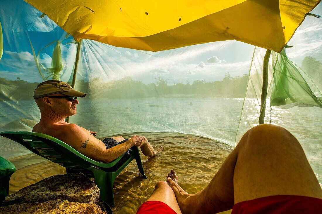 Colombia, Llanos, Cazuarito, rancho Baru, beach by the rio, infested by mosquitoes