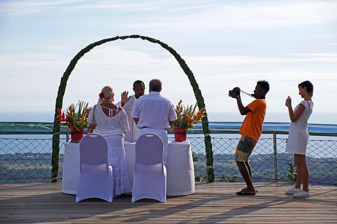 Madagascar, Nosy Be, Mont Passot, wedding of an Italian couple facing the lake