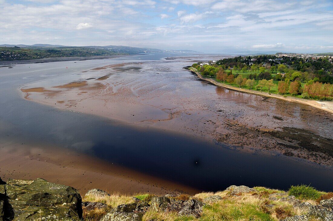 United Kingdom, Scotland, Highland, Dumbarton, the Clyde river at low tide seen from Dumbarton Castle