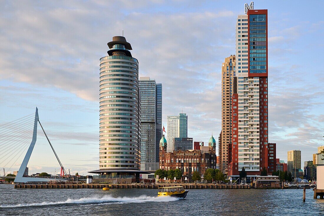 Netherlands, South Holland, Rotterdam, overlooking the Nieuwe Maas and the Southbank area in the background New York hotel opened in 1993 in the former building of the Holland America Line