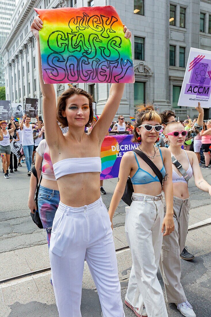 Kanada,Provinz Quebec,Montreal,Montreal Pride Festival,Abschlussparade,LGBTQIA+ Gemeinschaft ((lesbisch,schwul,bisexuell,trans,queer,intersexuell,asexuell))