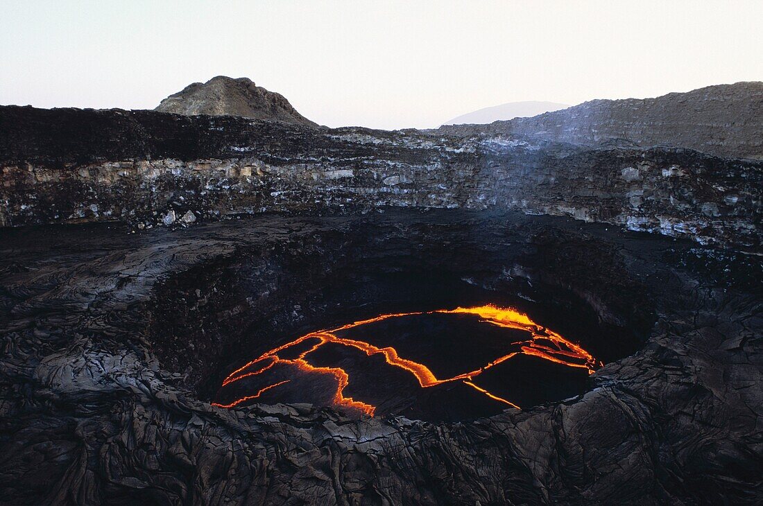 Ethiopia, Danakil Desert, Erta Alé Volcano, Erta Alé Volcano located in the Danakil Depression is one of the three volcanoes in the world to have a lava lake