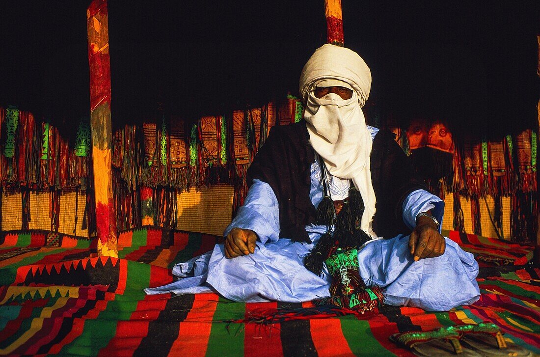 Algeria, Tamanrasset, Portraits of Tuareg at Tafsit party