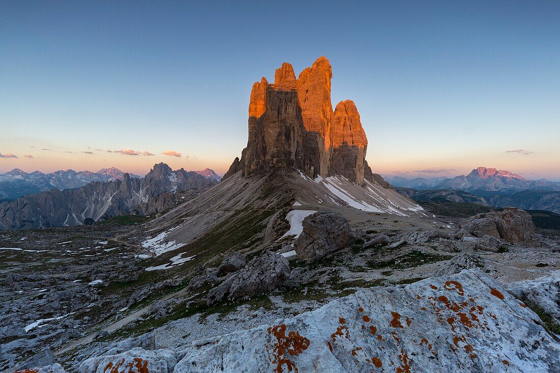 Italien,Trentino-Südtirol,Dolomitenmassiv,von der UNESCO zum Weltnaturerbe erklärt,Drei Zinnen von Lavaredo