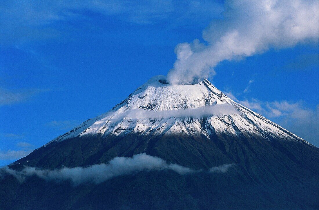 Ecuador, Chimborazo, Tungurahua volcano seen from the sky (aerial view)