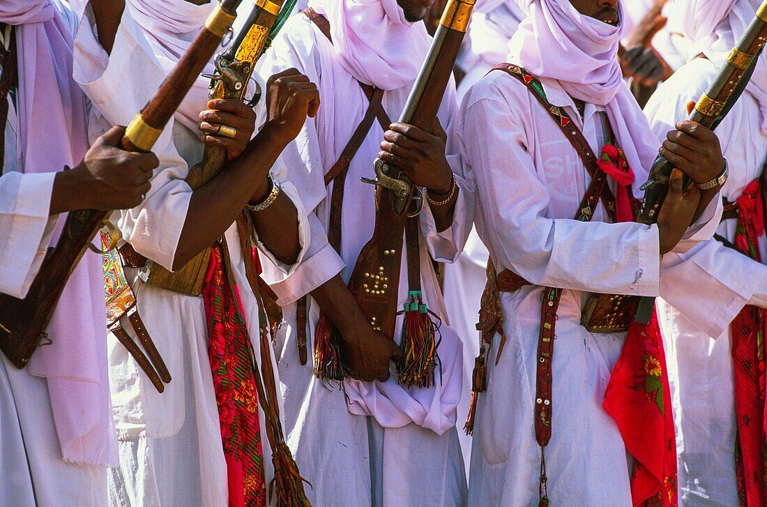 Algeria, Tamanrasset, Dar Mouli, the baroud also called the dance with rifles