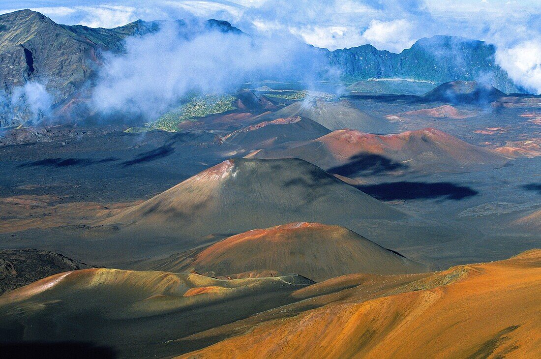 United States, Maui Island, Hawaii, Haleakala National Park, Haleakala Volcano Crater on the Island of Maui, UNESCO Classified Biosphere Reserve