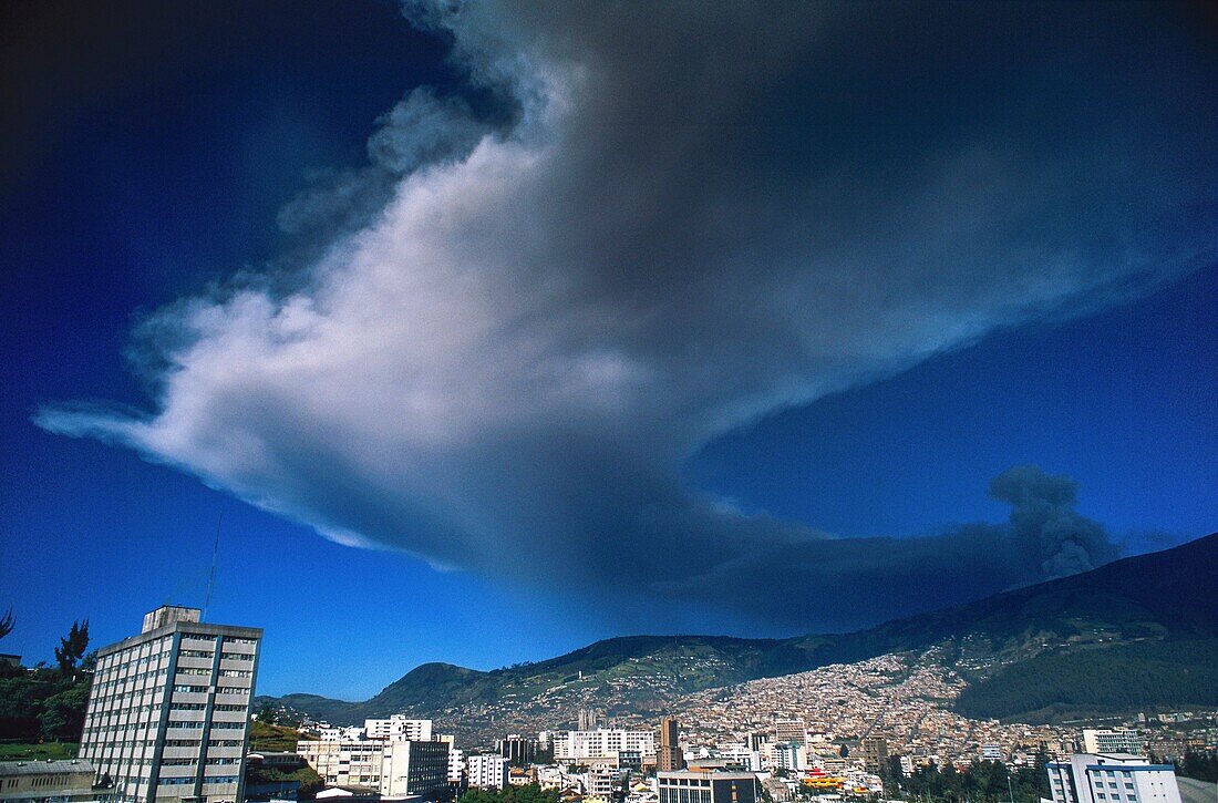 Ecuador, Pichincha, Quito, Major Explosion of Guagua Pichincha Volcano over Quito