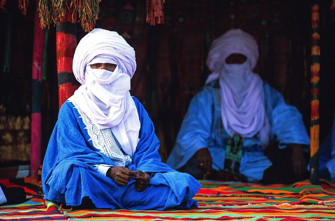 Algeria, Tamanrasset, Portraits of Tuareg at Tafsit party