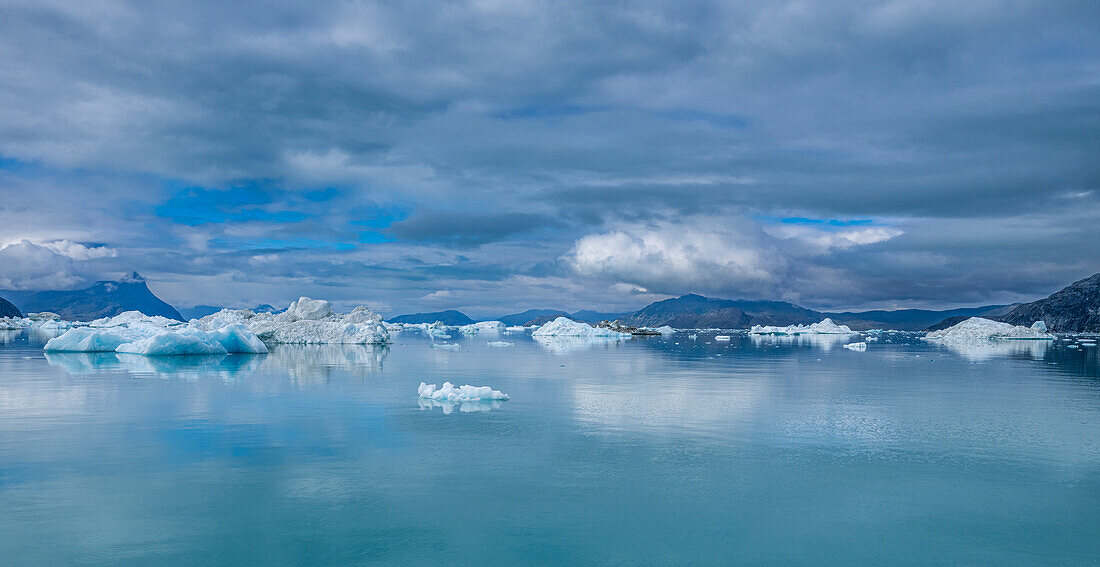 Floating icebergs in the Nuuk Icefjord, Western Greenland, Denmark, Polar Regions