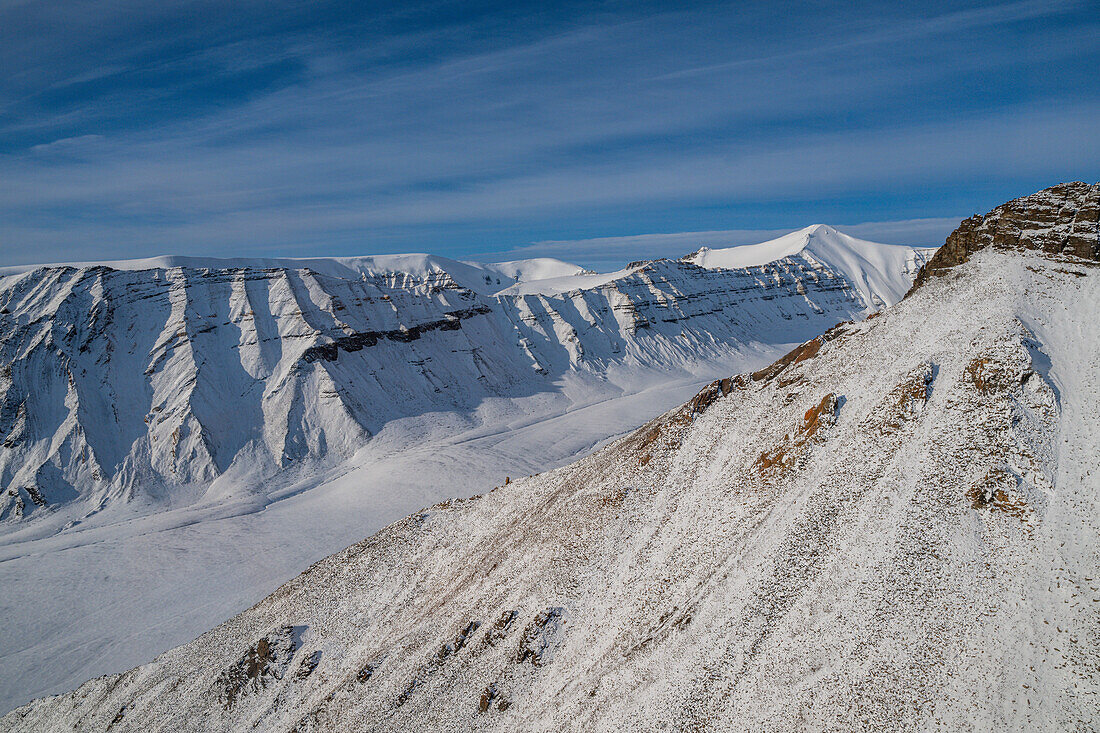 Aerial of Axel Heiberg island, Nunavut, Canadian Arctic, Canada, North America