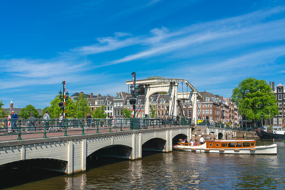 Magere Brug bridge (Skinny Bridge) over Amstel River, Amsterdam, The Netherlands, Europe