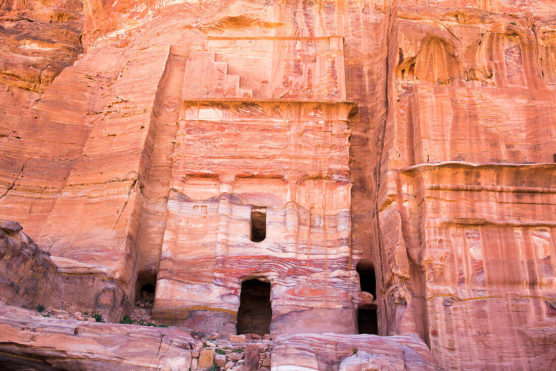 The Royal Tombs in the southern part of the historic and archaeological Nabataean city of Petra, UNESCO World Heritage Site, Jordan, Middle East