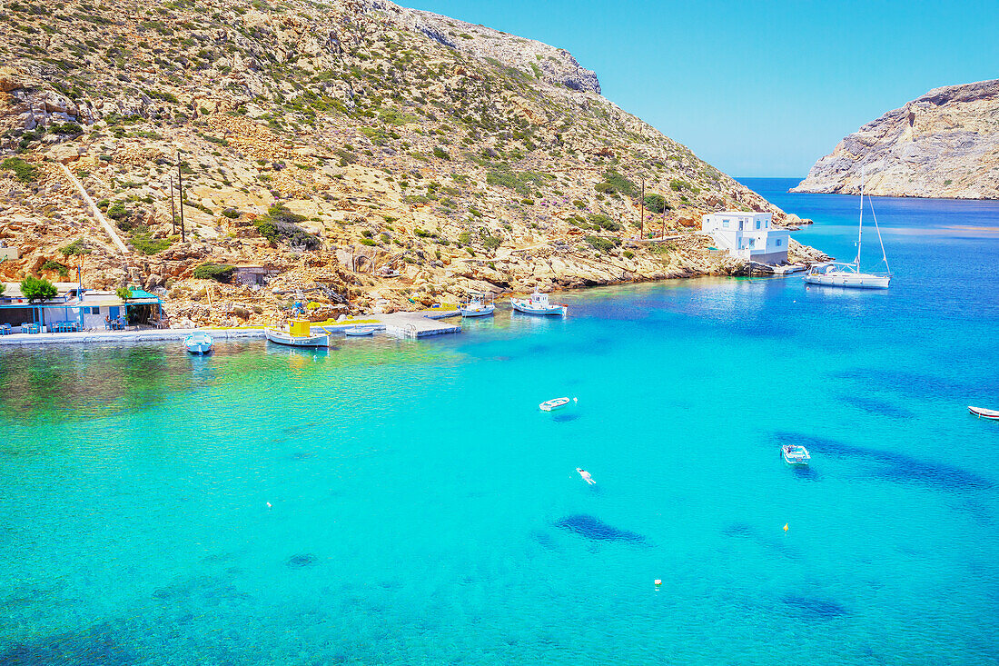 Heronissos fishing village bay, Heronissos, Sifnos Island, Cyclades, Greek Islands, Greece, Europe