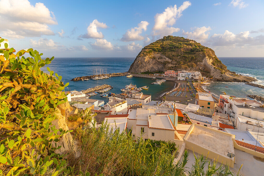 View of Torre di Sant'Angelo from elevated position in Sant'Angelo, Sant'Angelo, Island of Ischia, Campania, Italy, Europe