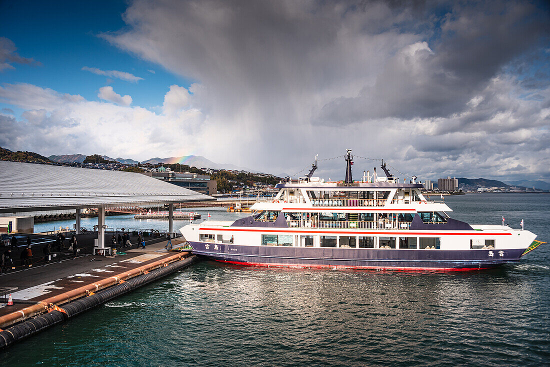 Ferries operating at Miyajima, Hiroshima Prefecture, Honshu, Japan, Asia