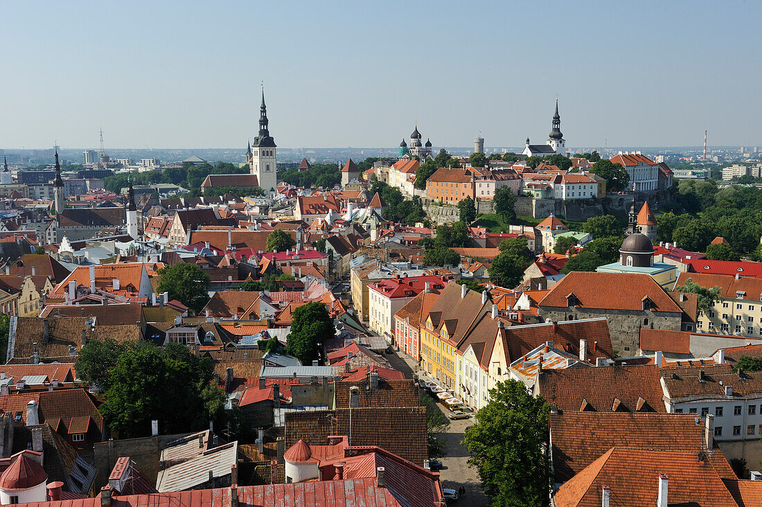 Die Altstadt vom Turm der St.-Olavs-Kirche aus gesehen,UNESCO-Welterbe,Tallinn,Estland,Europa