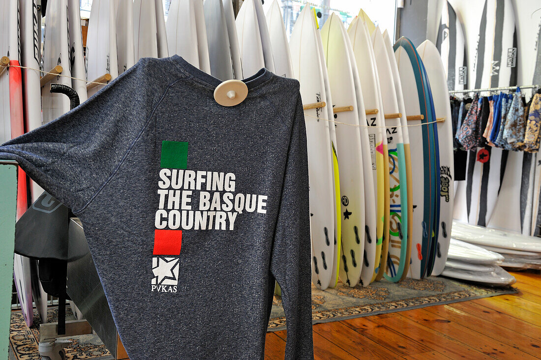 Pukas, streetwear and surf shop, Nagusia street, Old Town, San Sebastian, Bay of Biscay, province of Gipuzkoa, Basque Country, Spain, Europe