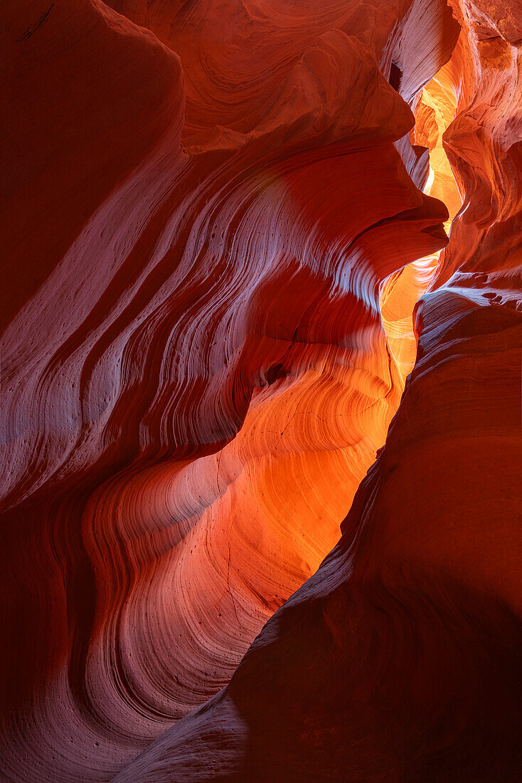 Abstrakte Details von orangefarbenen Slot-Canyon-Wänden,Antelope Canyon X,Page,Arizona,Vereinigte Staaten von Amerika,Nordamerika