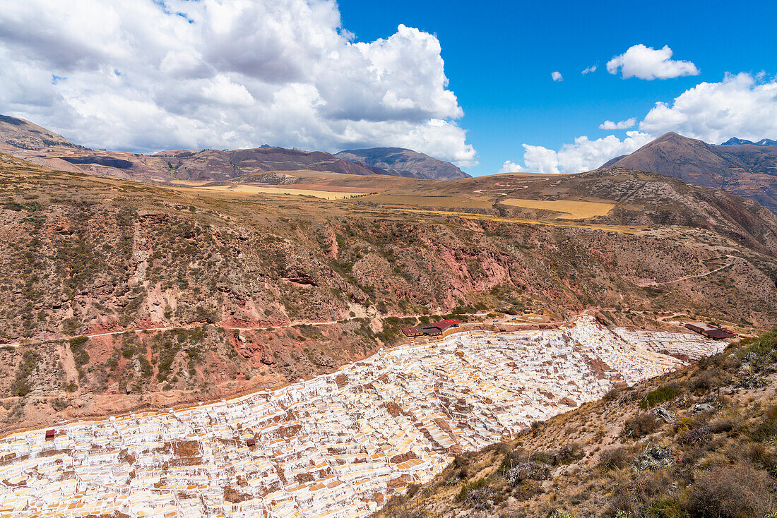 Maras salt pan terraces, Salinas de Maras, Cuzco Region, Peru, South America