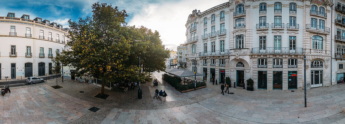 Drohnen-Panoramablick auf den Largo do Intendente Pina Manique in Lissabon,Portugal,Europa