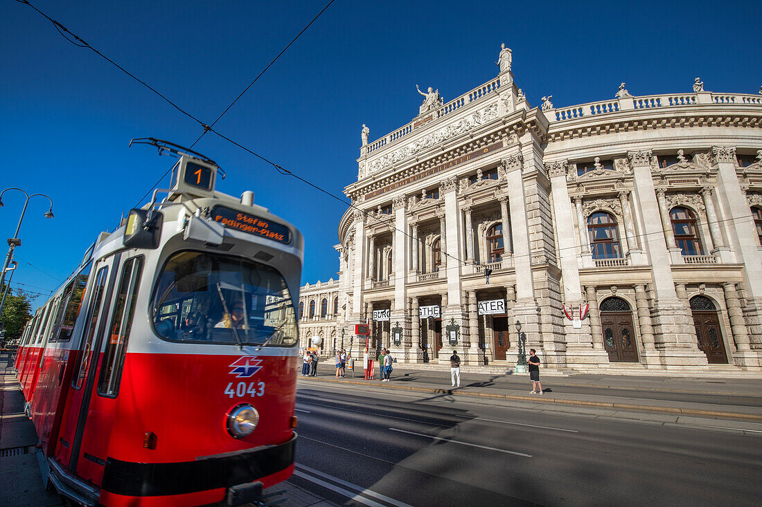 Burgtheater, UNESCO World Heritage Site, and tram, Vienna, Austria, Europe