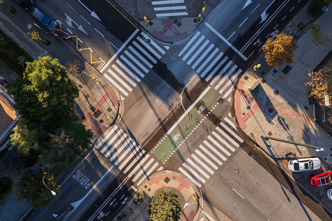 Aerial view of road junction in La Romareda neighborhood, Zaragoza