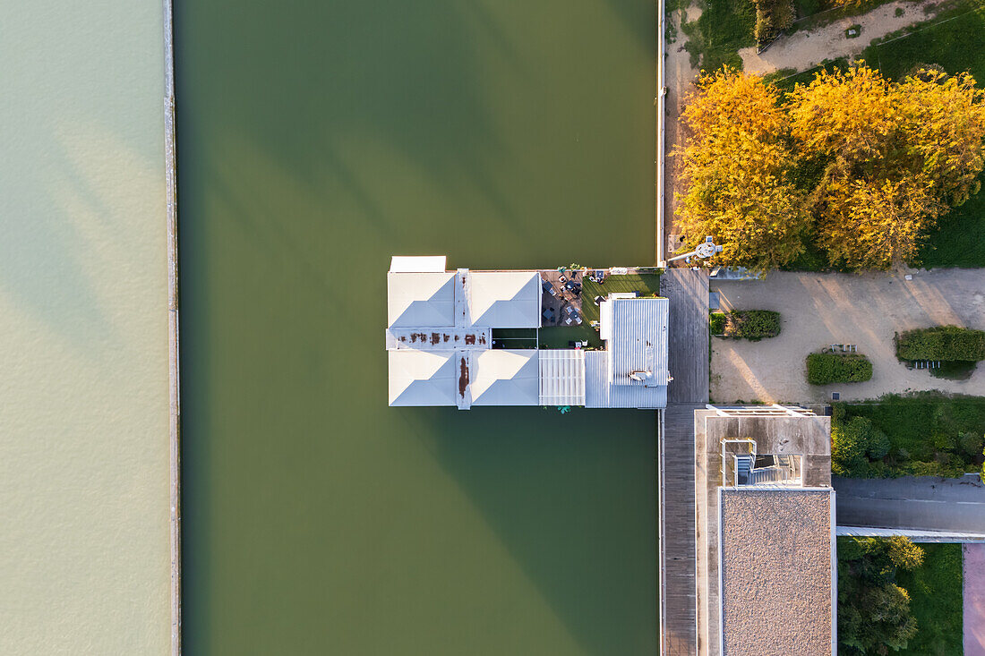 Aerial view of an artificial lake