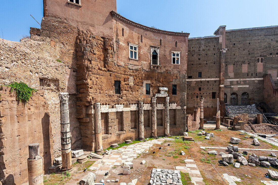 Historic Roman ruins showcasing ancient architecture in Rome, Italy's Forum of Augustus.