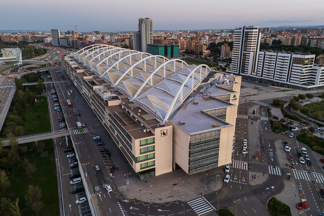 Aerial view of Zaragoza–Delicias railway and central bus station