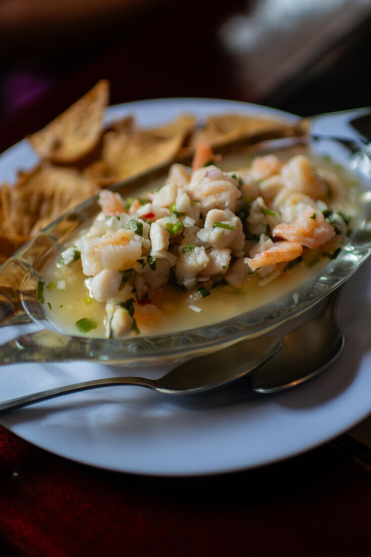 Ceviche dish in restaurant, Costa Rica