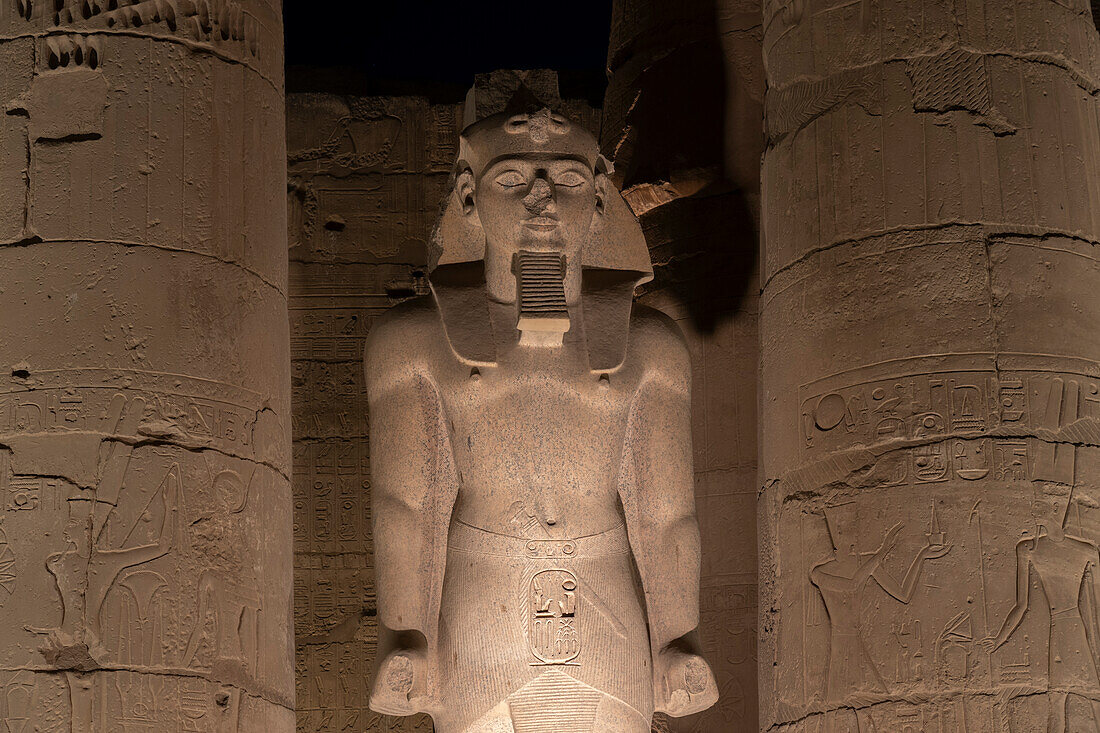 Luxor temple at night, Luxor, Egypt.