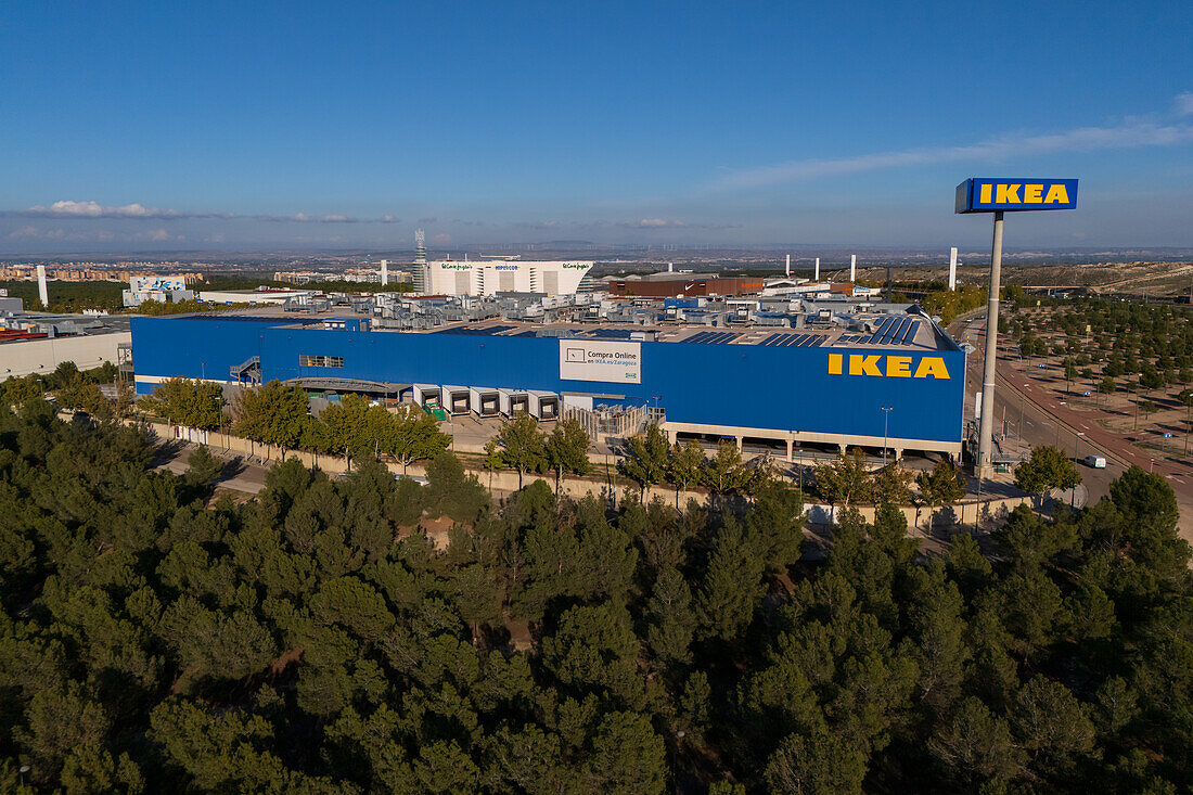 Aerial view of IKEA store in Puerto Venecia shopping center, Zaragoza, Spain