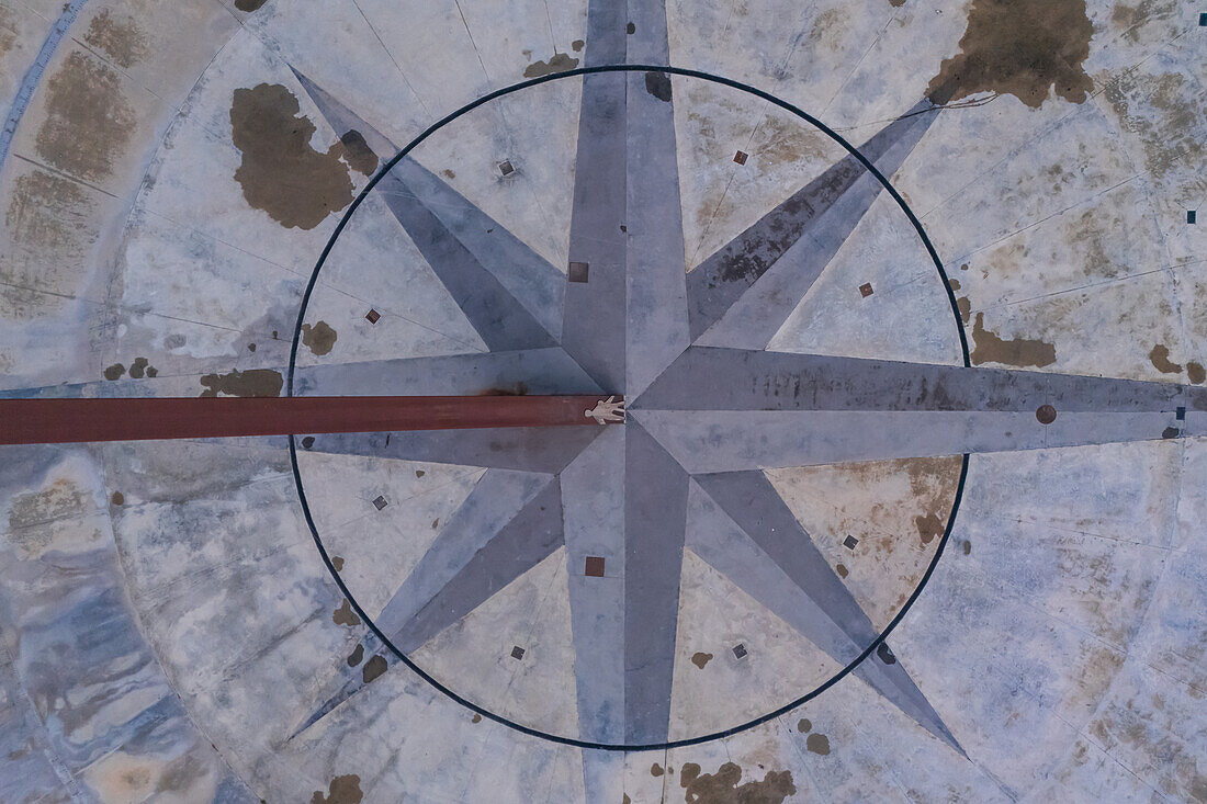 Aerial view of Multicaja-Zaragoza sundial, the largest sundial in the world, Zaragoza, Spain