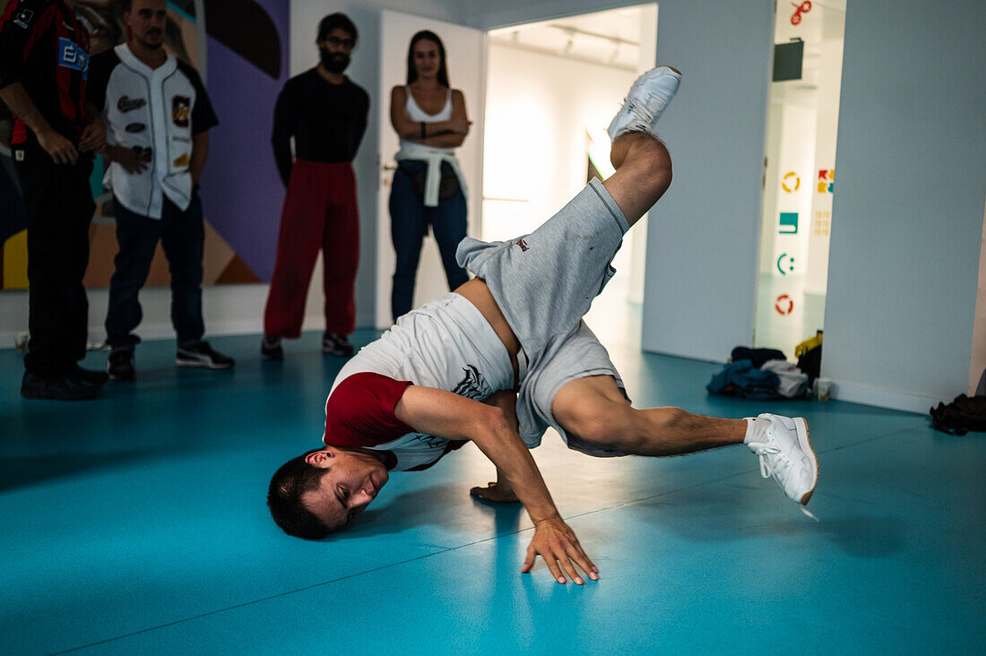 Young dancers meet and share in the context of the MAF Battle event, urban and street dance event in Zaragoza, Spain