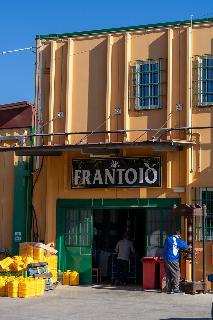 An olive oil processing mill in rural Fara in Sabine, Lazio, Italy.