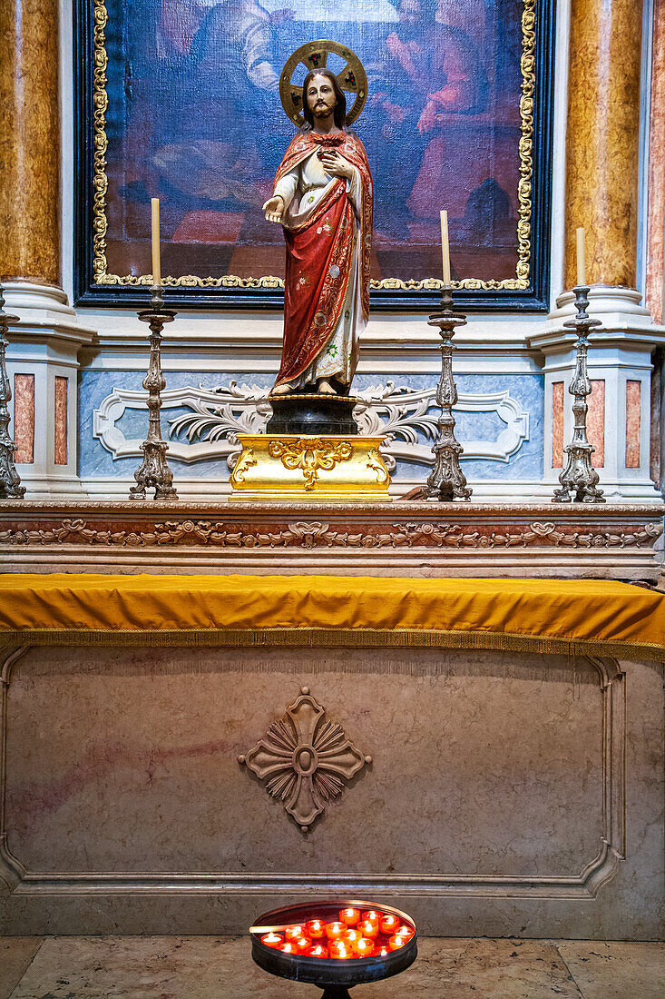 Lisbon, Portugal, March 1 2007, Carving of the Sacred Heart of Christ, Encarnaçao church, Lisbon