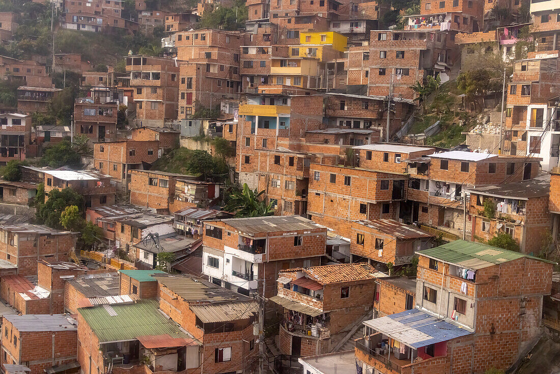 Cityscape of the slums in Medellin, Colombia