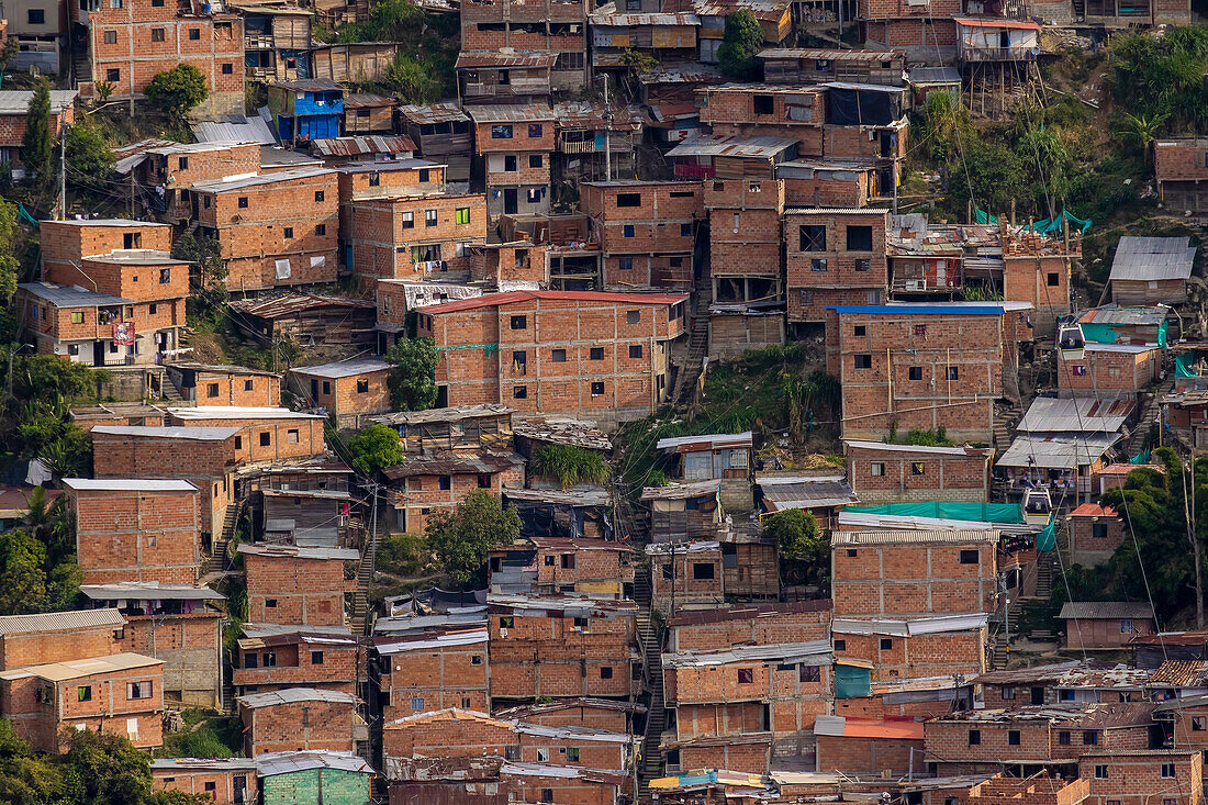 Cityscape of the slums in Medellin, Colombia